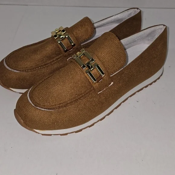 SHEIN Brown and Gold Flats Moccasin-Style Loafers - Picture 3 of 11